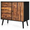 Industrial Storage Cabinet Floor Standing Wooden Sideboard Accent Side Cabinet