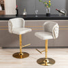 Modern Set of 2 Bar Stools 360° Swivel Swivel PU Leather Pub Bar Chairs Beige QF
