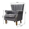 Ribbed Cocktail Wing Back Chesterfield Queen Anne Armchair Accent Tub Chair Sofa