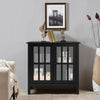 Wooden Storage Cabinet Freestanding Cupboard w/Glass Doors Home Office Sideboard