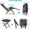 Outdoor Garden Patio Table&2 Lounger Chairs Set Recliner Zero Gravity Cup Holder