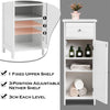 3-Tier Bathroom Floor Cabinet Wooden Side Storage Organizer W/ Drawer Adjustable