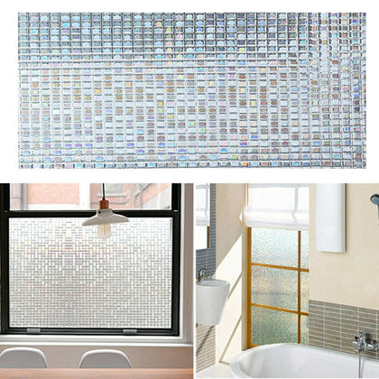 Window Privacy Film 3D Mosaic Self-Adhesive Bathroom Privacy Sticker 45x200cm