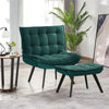 Fabric Upholstered Accent Chair with Footstool Tufted Back Occasional Armchair
