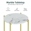 2 Tiers Round Marble Side End Table Center Table& Storage Gold/Black Metal Frame