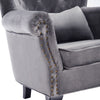 Upholstered Wing Back Chesterfield Sofa Velvet Button Tub Chair Scallop Armchair