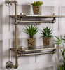 2 Tier Industrial Pipe Metal Wall Floating Shelf Storage Shelving Unit Display