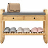 2 IN 1 Bamboo Shoe Rack Stool Seater Entryway Cushioned Bench Storage Organiser
