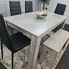 Grey Dining Table and 4 Black Chairs With 1 Bench Kitchen Dining Room Set