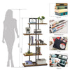 Industrial Display Shelf Storage Unit Staggered layering Metal Frame Bookcase