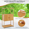 2 Tier Bamboo Bathroom Storage Cabinet Freestanding Cupboard Display Rack 2-Door