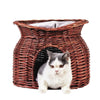 Handmade Wicker Pet Bed Basket Cat Puppy Sleep 2 Tier House Removable Cushion