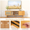 Bamboo TV Stand for TVs up to 65’’ Modern TV Cabinet Console Table w/ 2 Drawers