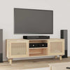 TV Cabinet Solid Wood Pine&Natural Rattan material is durable and sturdy