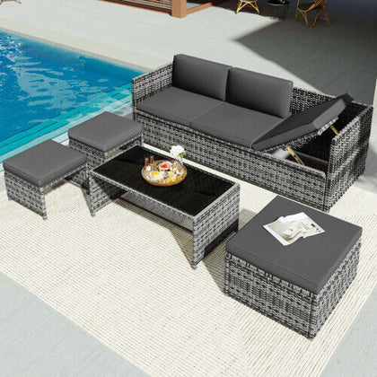 Rattan Garden Furniture 6 Seater Chairs Table Cushions Set Outdoor Patio BT