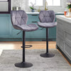 2x Grey Breakfast Bar Stools Velvet Swivel Gas Lift Chairs Kitchen Pub Chair New