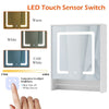 Bathroom Cabinet Mirror LED Storage 1 Door 2 Shelf Towel Hanger Wall-mounted
