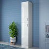 190cm White High Gloss Tall Bathroom Cabinet Storage Furniture Unit Cupboard