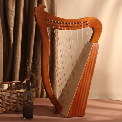 SYST 15 String Harp Wooden Mahogany Musical Irish Lyre Harps with Tuning Wrench