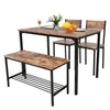 Modern Dining Table and Chairs Set 2xChairs 1xBench Metal Frame Kitchen Home Bar