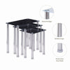 3x Black Marble Tempered Glass Side End Table Nested Table Stainless Steel Tubes