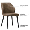 2 Pcs Dining Chair Grey Brown Cream Faux Leather Padded Chair Modern Living Room