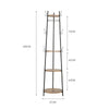 Wood Coat Rack Stand Hallway Tree Clothes Garment Hanger w/ 4 Shelf & 6 Hooks UK