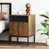 Mondeer Bedside Table Retro End Table with Door & Metal Legs 37x52.5x40 cm Brown