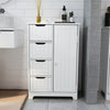 White Bathroom Storage Cabinet with 4 Drawers 1 Door Adjustable Partition Wooden