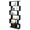 6-tier Bookcase Industrial S-Shaped Bookshelf Wooden Storage Display Shelf Home