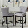 Grey Linen Fabric Breakfast Dining Chairs Bar Stools Wood Barstools Stool Chair