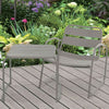 3 Piece Outside Garden Taupe Metal Patio Furniture Table And Chair Lounge Set
