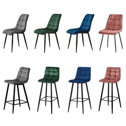 Set of 2 Dining Chairs Bar Stools Velvet Upholstered Metal Legs Barstool Chair