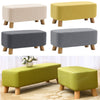 Linen Footstool Upholstered Padded Stool Pouffe Seat Footrest Chair Wooden Legs