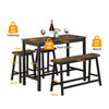 4PCS Dining Table & Chair Set Kitchen Furniture W/ Counter Table Bench & Stools