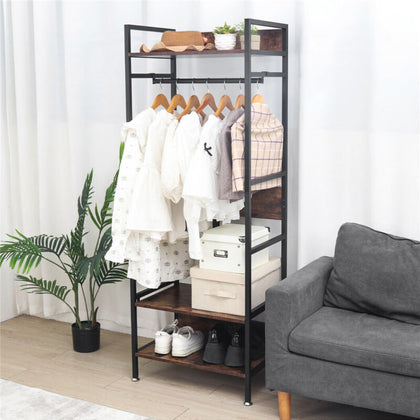 162cm Tall Wardrobe Clothes Rail Garment Rack Closet Organizer w/3 Tiers Shelves