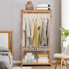 Bamboo Clothes Rail Rack Garment Stand with Top Shelf Shoe Storage Ladder Rails