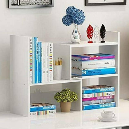 Wooden Desk Rack Desktop Bookshelf Storage Organizer Display Shelf Adjustable