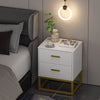 Modern Bedside Table Nightstand with 2 Drawers Sofa Side End Table Metal Leg