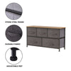 Grey Chest of 5 Drawers Fabric Storage Organizer Unit with Metal Frame Cabinet