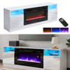 Modern 70" TV Stand Cabinet & 32" Light Electric Fireplace Entertainment Center