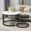 Modern Round Coffee Tables Set of 2 End Table Nesting Tables Marble Pattern QA