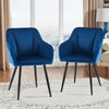 2x Dining Chairs Set Velvet Padded Seat Metal Legs Dining Room Furniture Chair