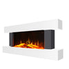 White LED Flame Electric Fireplace Tempered Glass Fire Heater Wi-Fi Wall Mounted