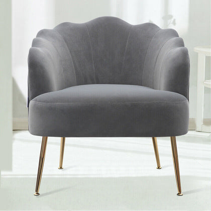Lotus Seat Armchair Matte Velvet Shell Back Oyster Sofa Padded Tub Chairs Lounge