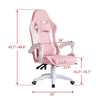 White Pink Executive Racing Gaming Chair PU Faux Leather Computer Desk Chair