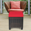 Set of 2 Outdoor Rattan Footstool Wicker Ottoman Chair Seat w/ Padded Cushions