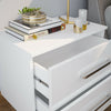 White Bedside Cabinet Table Push to Open High Gloss LED Nightstand 2 Drawers