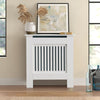Modern Radiator Cover Cabinet MDF Vertical Slat Shelve Home Furniture White