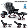 Black Sofa Recliner Armchair Lounge Leather Swivel Chair W/ Foot Stool Wood Base